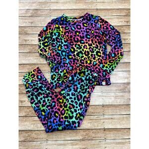 Little Snuggles Rainbow Leopard Bamboo Pajama Set Girls Size 4